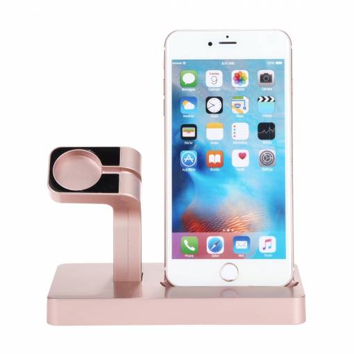 Foto - Suport de încărcare pentru iPhone și Apple Watch - Aur roz