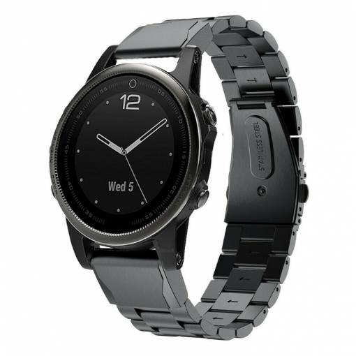 Foto - Brățară din metal pentru Garmin - Neagră, QuickFit 20 mm