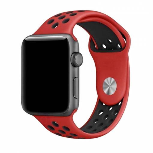 Foto - Curea din silicon pentru Apple Watch - Roșu Negru, S, M, L - 38mm, 40mm, 41mm