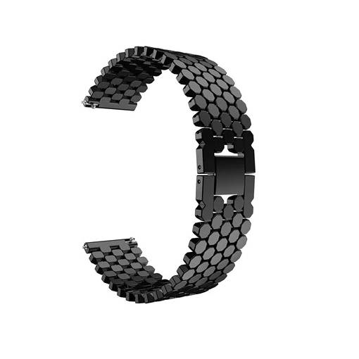 Foto - Curea din metal pentru ceas octogonal - Negru, 22 mm