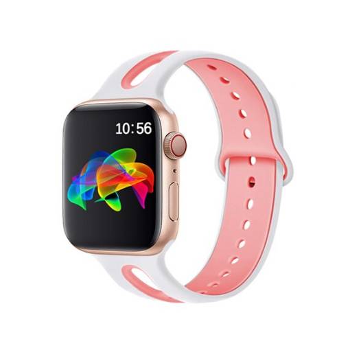 Foto - Brățară bicoloră pentru Apple Watch - Alb-roz, 38mm, 40mm, 41mm