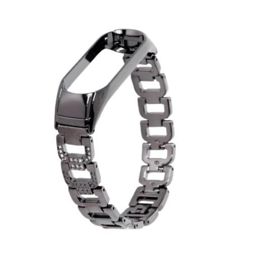 Foto - Brățară din metal elegant pentru Xiaomi Mi Band 5 și Xiaomi Mi Band 6 - Neagră
