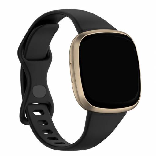 Foto - eses Brățară din silicon pentru Fitbit Versa 3 și 4, Sense 1 și 2 - Dimensiune S, Neagră