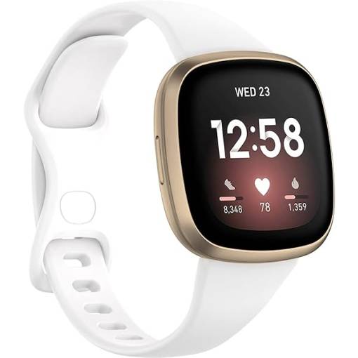 Foto - eses Brățară din silicon pentru Fitbit Versa 3 și 4, Sense 1 și 2 - Dimensiune S, Albă