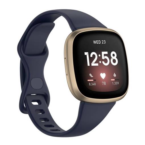 Foto - eses Brățară din silicon pentru Fitbit Versa 3 și 4, Sense 1 și 2 - Dimensiune S, Albastru închis