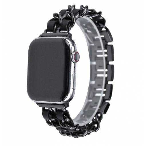 Foto - eses Brățară din metal împletită pentru Apple Watch - Neagră 42mm, 44mm, 45mm, 49mm