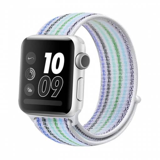 Foto - eses Bandă din nylon pentru Apple Watch - Dungă verde-albastră 42mm, 44mm, 45mm, 49mm