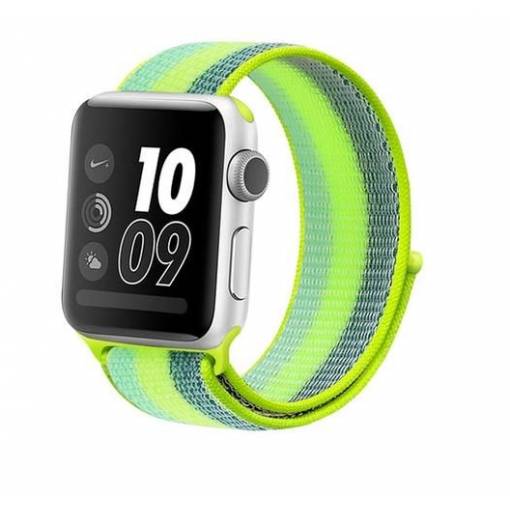 Foto - eses Bandă din nylon pentru Apple Watch - Dungi neon 38mm, 40mm, 41mm