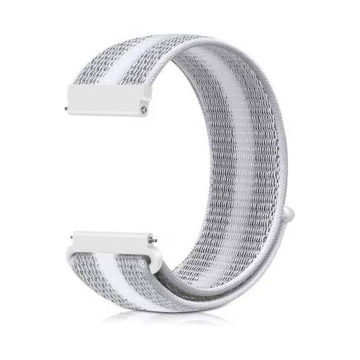 Foto - eses Bandă din nylon cu arici - Dungă gri-albă, 20 mm