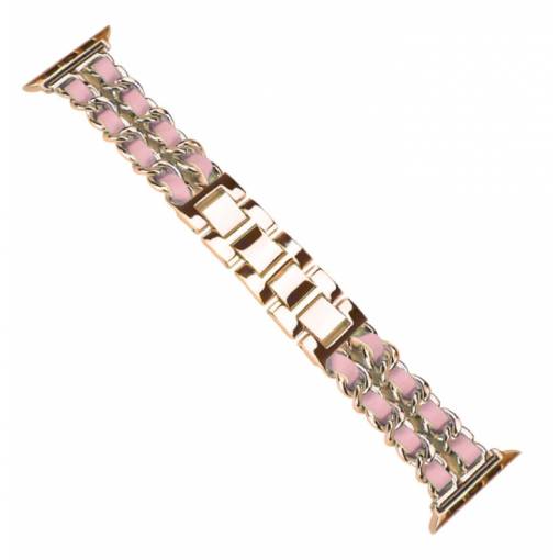 Foto - eses Brățară metalică împletită pentru Apple Watch - Roz aurie și roz 38mm, 40mm, 41 mm