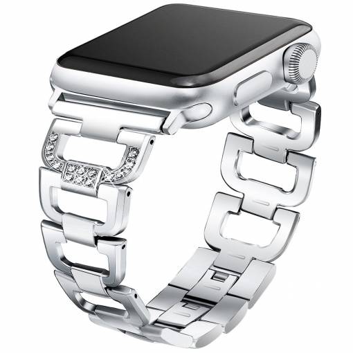 Foto - eses Brățară din metal pentru Apple Watch - Argintie 38mm, 40mm, 41mm