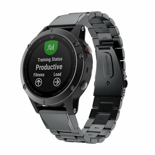 Foto - Brățară din metal pentru Garmin - Neagră, QuickFit 26 mm