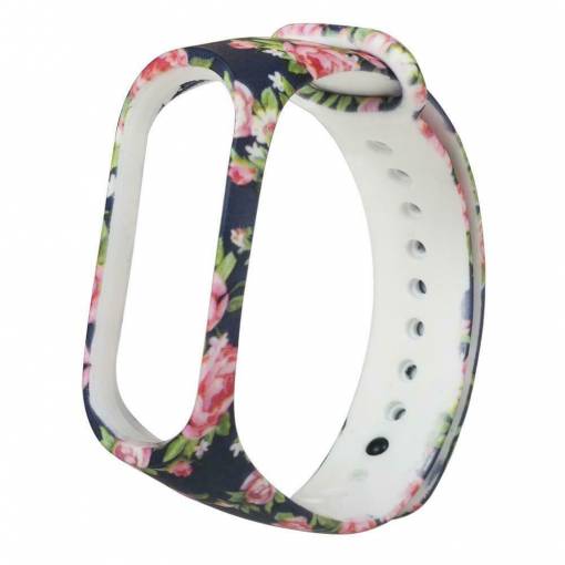Foto - eses Bratara pentru Xiaomi Mi Band 3 si Xiaomi Mi Band 4 - Albastru floral