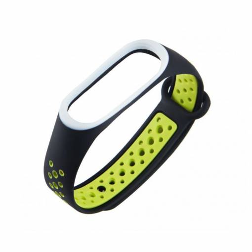 Foto - eses Brățară perforată pentru Xiaomi Mi Band 3 și Xiaomi Mi Band 4 - Negru-verde