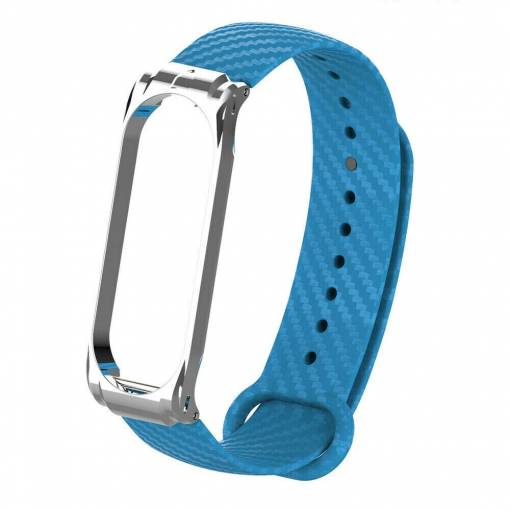 Foto - Curea din silicon eses pentru Xiaomi Mi Band 3 și Xiaomi Mi Band 4 - Albastru texturat