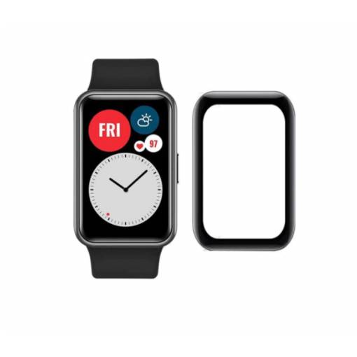 Foto - Folie de protecție cu margine neagră pentru Huawei Watch Fit