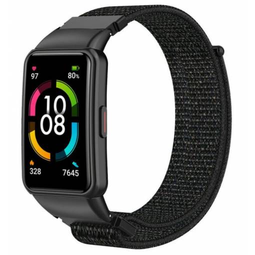 Foto - Brățară din nylon pentru Huawei Band 6, Honor Band 6 și Band 7 - Neagră