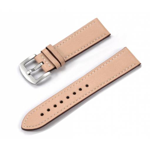 Foto - eses Kožený řemínek - Béžový s bílým prošíváním, 22 mm