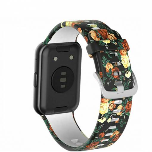 Foto - Curea din silicon eses pentru Huawei Watch Fit și Huawei Watch Fit Nou - Cu model, floral