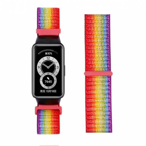 Foto - Curea din nailon eses pentru Huawei și Honor Band 6 - Curcubeu